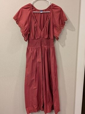 Old Navy Dusty Rose Flutter Sleeve Maxi Dress Sz S